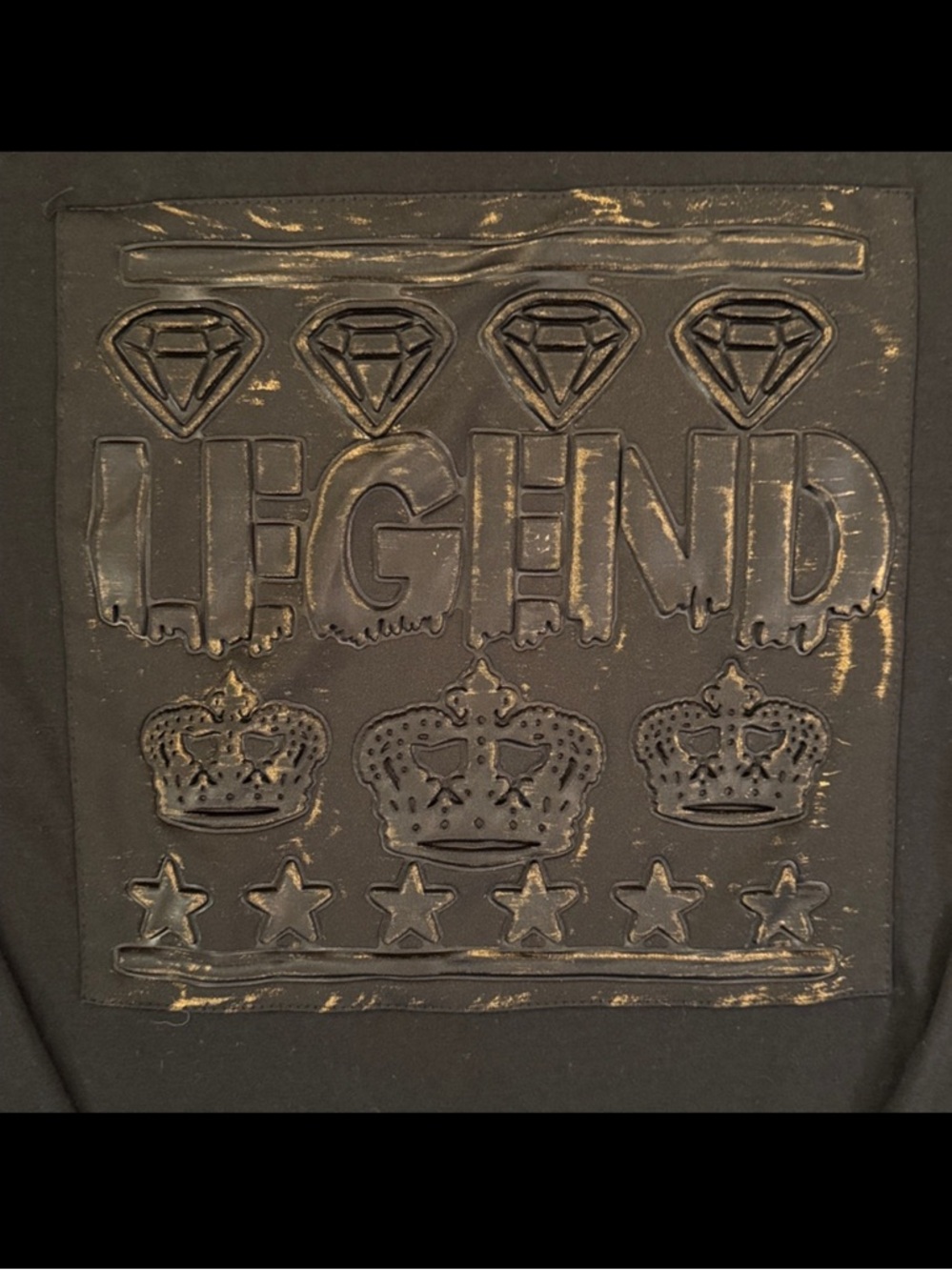 Chrome Edge CR24 Black Gold Puff Print Diamond Crown Graphic Tee Medium Legend